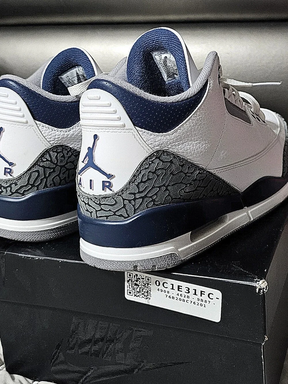 Air Jordan 3 Retro White Navy Men’s Sneakers Size 13
